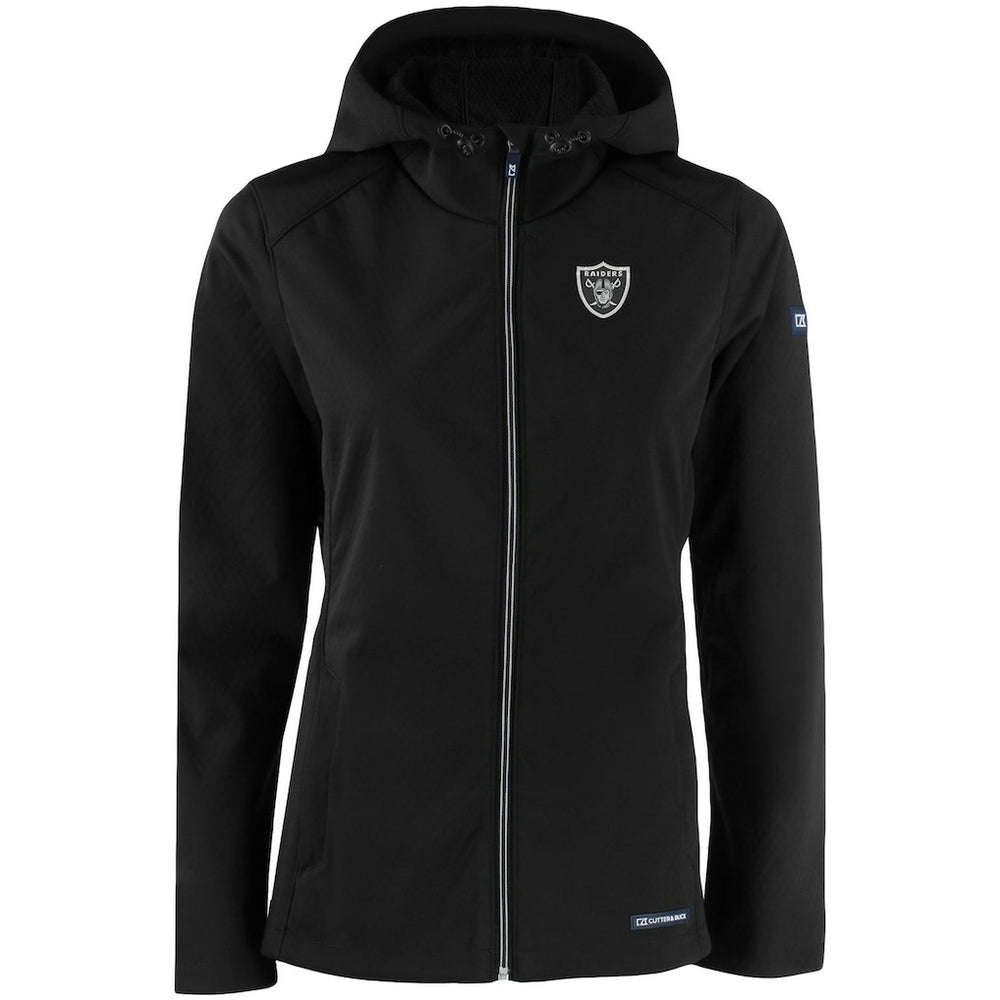 Las Vegas Raiders Cutter & Buck Women's Evoke Eco Softshell Recycled Full-Zip Hooded Jacket Black - NFL