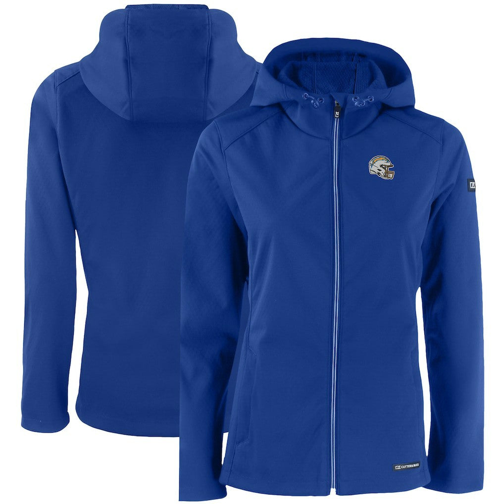 Los Angeles Chargers Cutter & Buck Women's Evoke Eco Softshell Recycled Full-Zip Hooded Jacket Blue - NFL