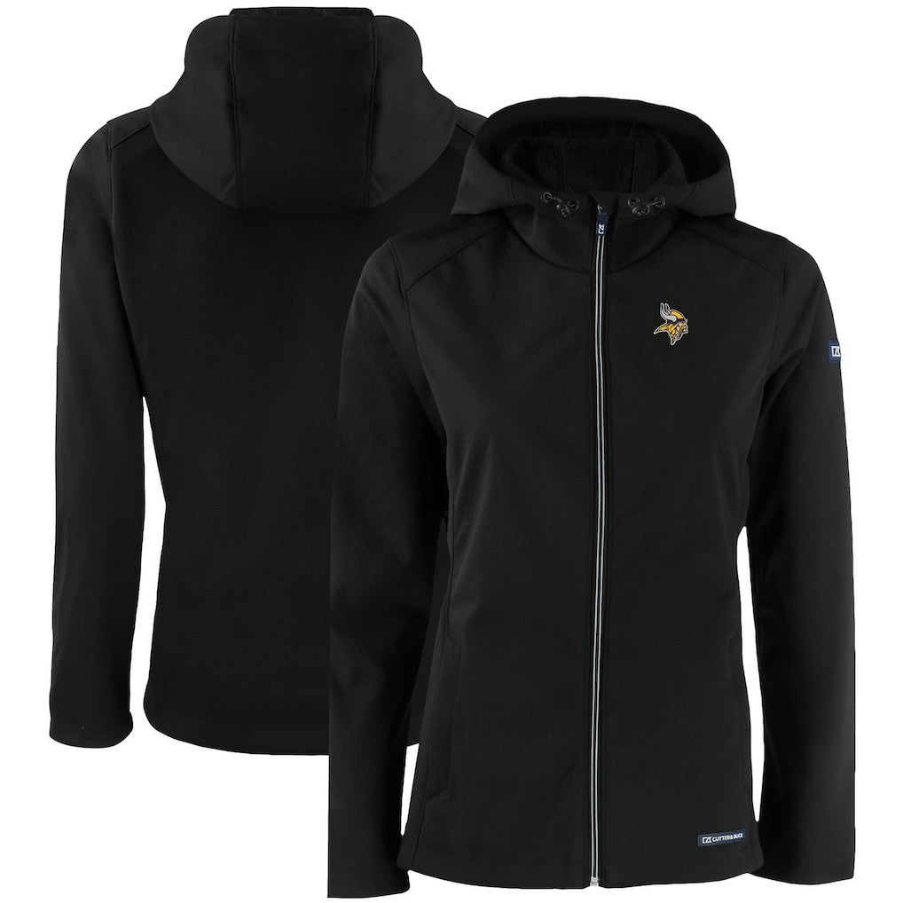Minnesota Vikings Cutter & Buck Women's Evoke Eco Softshell Recycled Full-Zip Hooded Jacket Black - NFL
