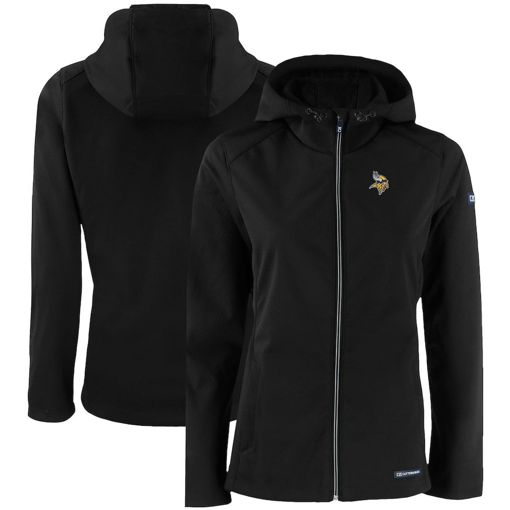 Minnesota Vikings Cutter & Buck Women's Evoke Eco Softshell Recycled Full-Zip Hooded Jacket Black - NFL