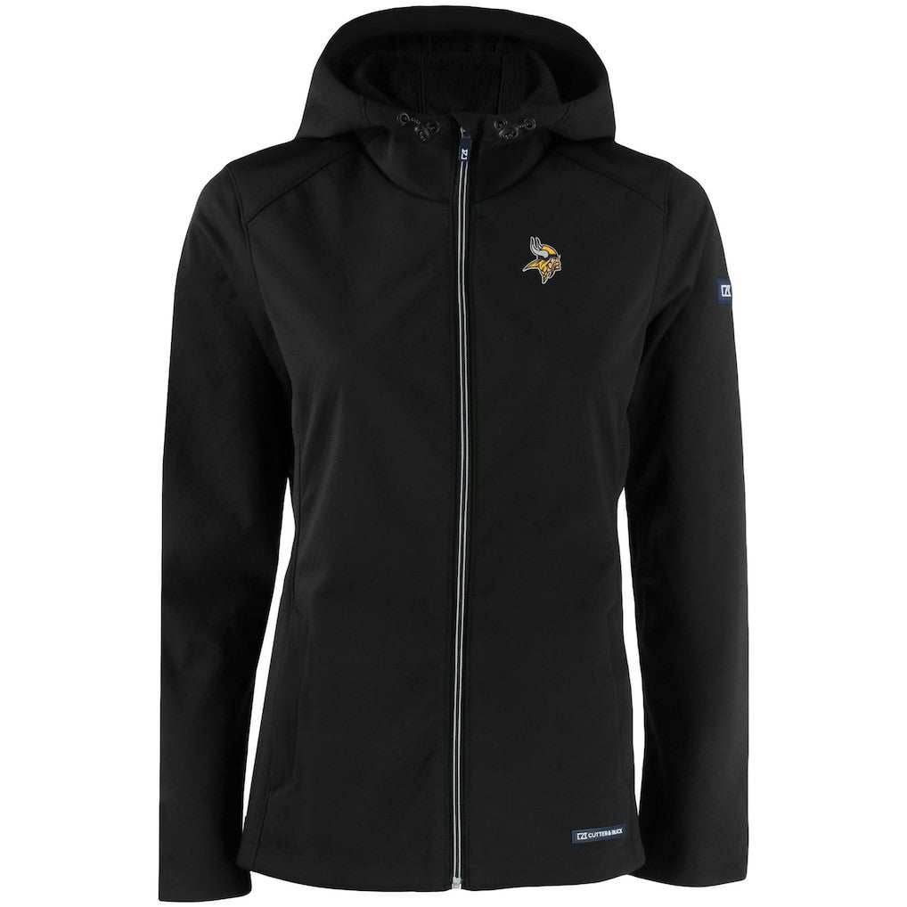 Minnesota Vikings Cutter & Buck Women's Evoke Eco Softshell Recycled Full-Zip Hooded Jacket Black - NFL