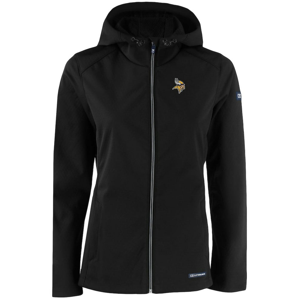 Minnesota Vikings Cutter & Buck Women's Evoke Eco Softshell Recycled Full-Zip Hooded Jacket Black - NFL