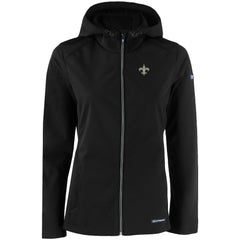 New Orleans Saints Cutter & Buck Women's Evoke Eco Softshell Recycled Full-Zip Hooded Jacket Black - NFL
