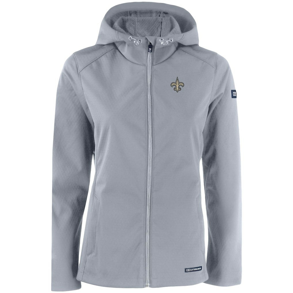 New Orleans Saints Cutter & Buck Women's Evoke Eco Softshell Recycled Full-Zip Hooded Jacket Gray - NFL