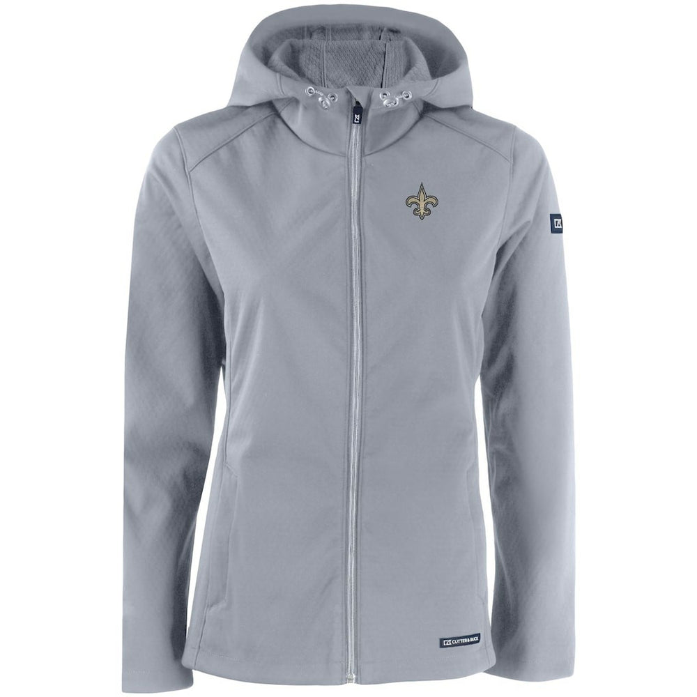 New Orleans Saints Cutter & Buck Women's Evoke Eco Softshell Recycled Full-Zip Hooded Jacket Gray - NFL