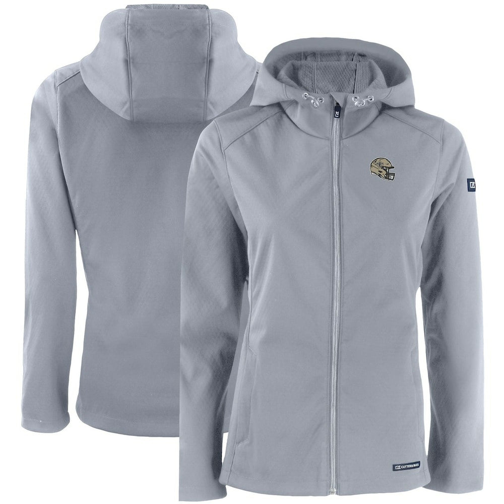 New Orleans Saints Cutter & Buck Women's Evoke Eco Softshell Recycled Full-Zip Hooded Jacket Gray - NFL