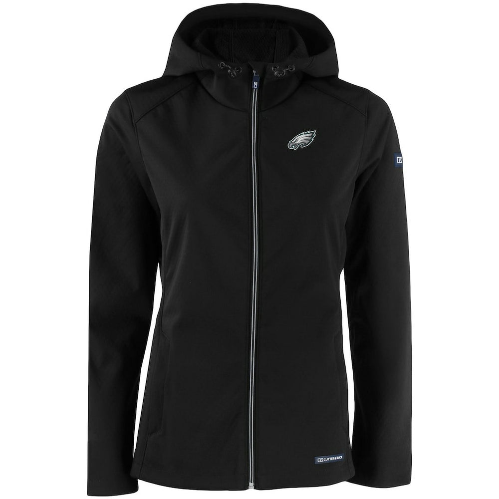Philadelphia Eagles Cutter & Buck Women's Evoke Eco Softshell Recycled Full-Zip Hooded Jacket Black - NFL