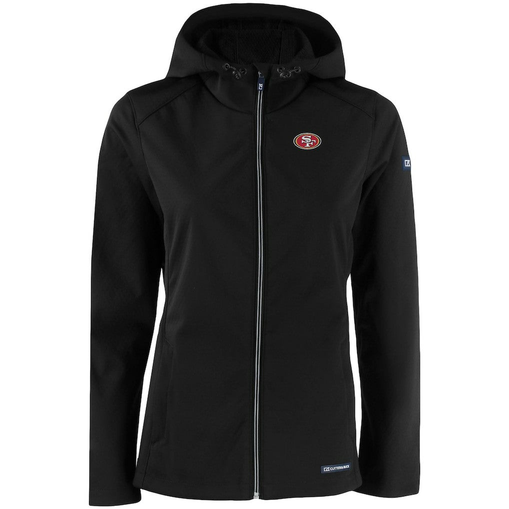 San Francisco 49ers Cutter & Buck Women's Evoke Eco Softshell Recycled Full-Zip Hooded Jacket Black - NFL