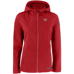 San Francisco 49ers Cutter & Buck Women's Evoke Eco Softshell Recycled Full-Zip Hooded Jacket Scarlet - NFL
