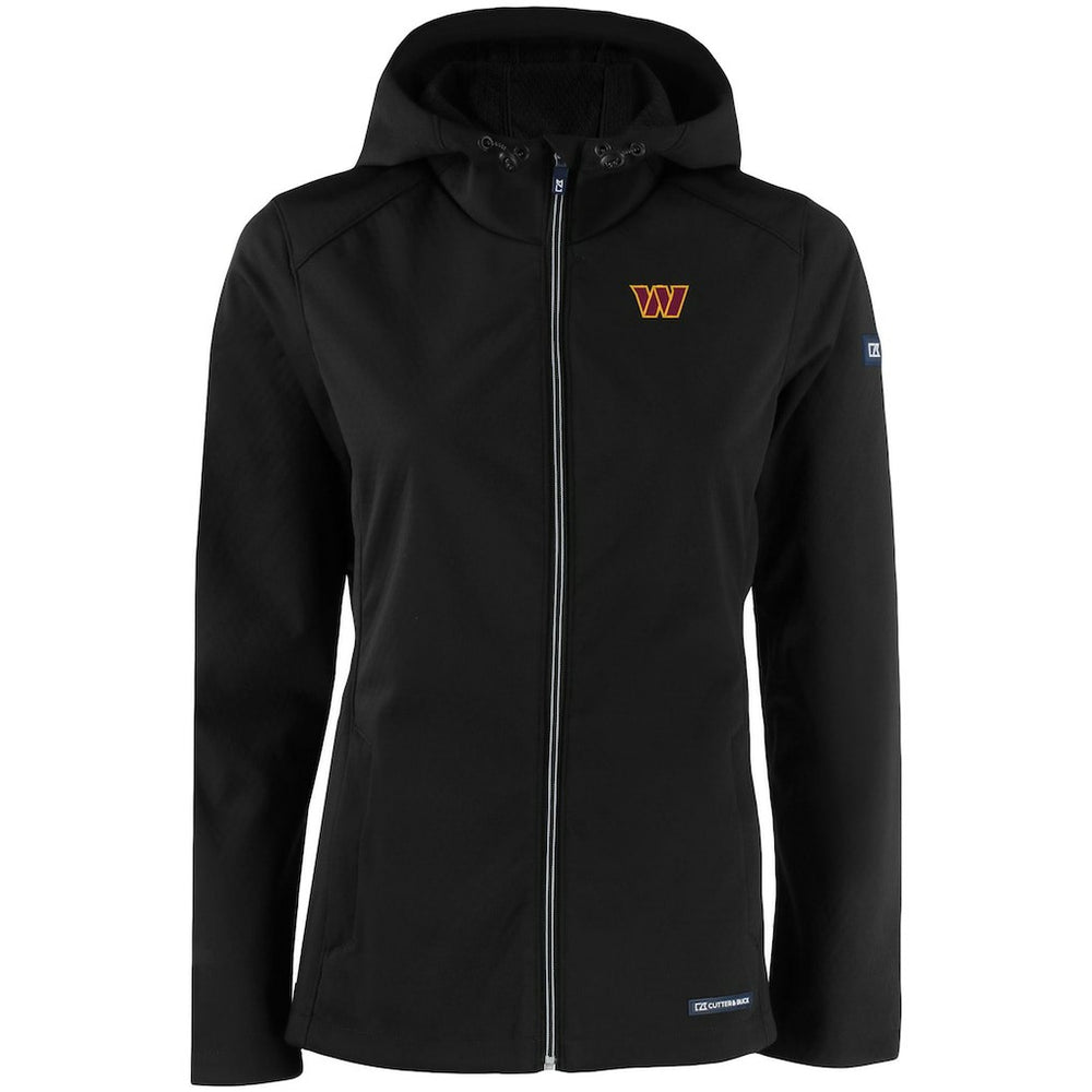 Washington Commanders Cutter & Buck Women's Evoke Eco Softshell Recycled Full-Zip Hooded Jacket Black - NFL