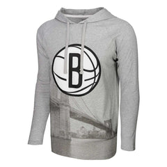 NBA - Brooklyn Nets Stadium Essentials Atrium Raglan Long Sleeve Hoodie T-Shirt - Heather Gray