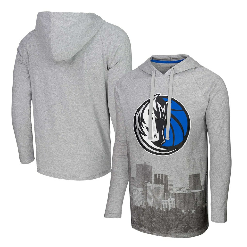 NBA - Dallas Mavericks Stadium Essentials Atrium Raglan Long Sleeve Hoodie T-Shirt - Heather Gray