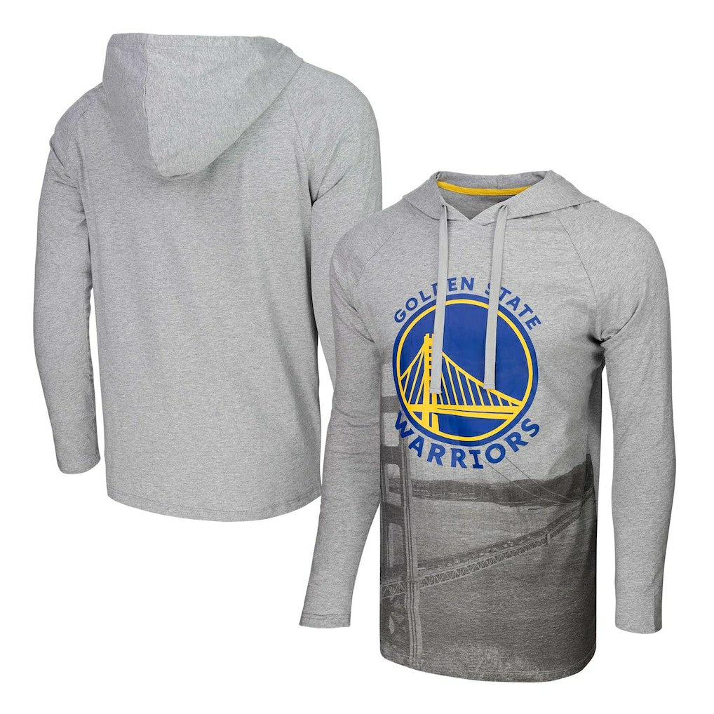 NBA - Golden State Warriors Stadium Essentials Atrium Raglan Long Sleeve Hoodie T-Shirt - Heather Gray