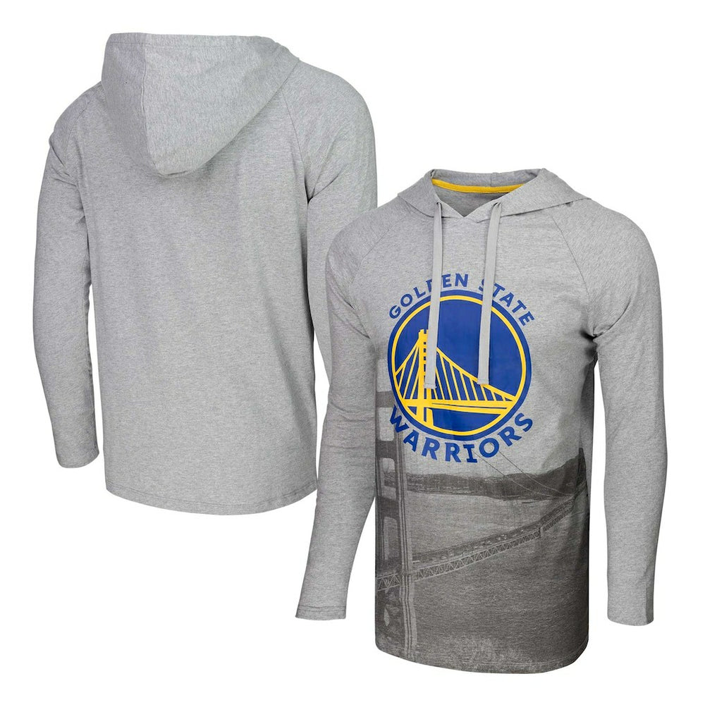 NBA - Golden State Warriors Stadium Essentials Atrium Raglan Long Sleeve Hoodie T-Shirt - Heather Gray