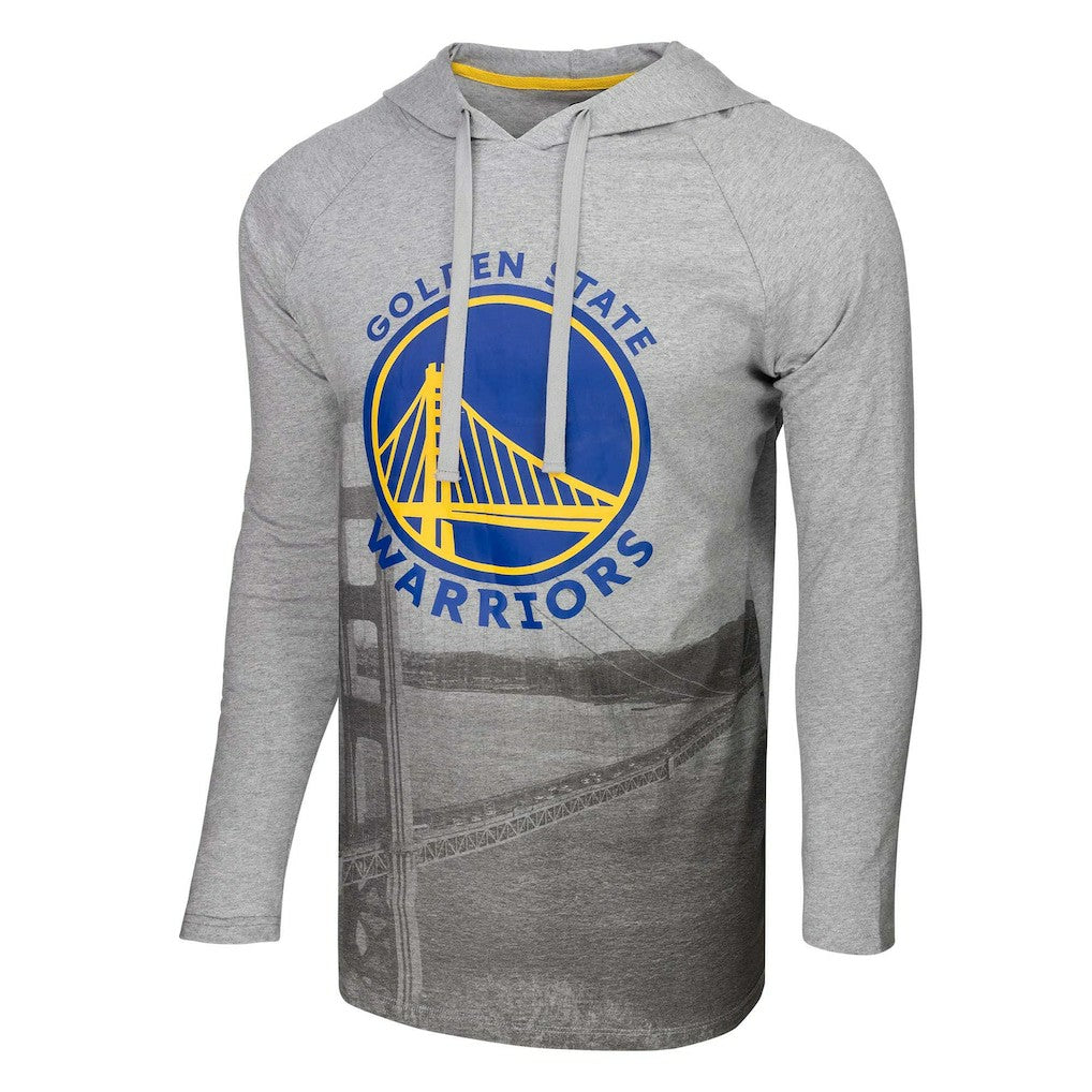 NBA - Golden State Warriors Stadium Essentials Atrium Raglan Long Sleeve Hoodie T-Shirt - Heather Gray