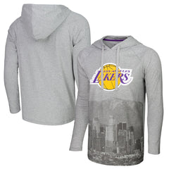 NBA - Los Angeles Lakers Stadium Essentials Atrium Raglan Long Sleeve Hoodie T-Shirt - Heather Gray