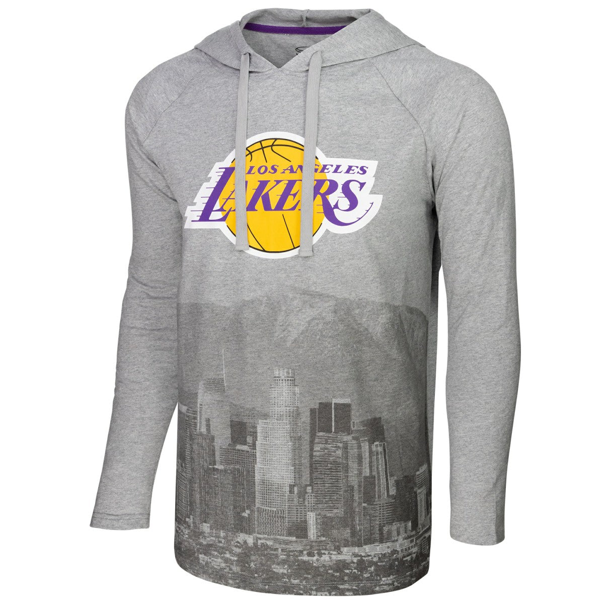 NBA - Los Angeles Lakers Stadium Essentials Atrium Raglan Long Sleeve Hoodie T-Shirt - Heather Gray
