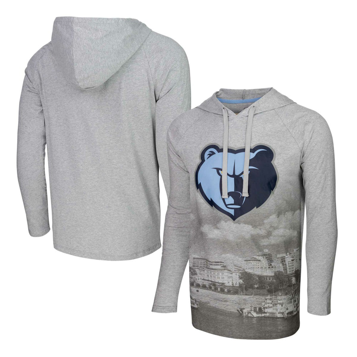 NBA - Memphis Grizzlies Stadium Essentials Atrium Raglan Long Sleeve Hoodie T-Shirt - Heather Gray