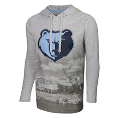 NBA - Memphis Grizzlies Stadium Essentials Atrium Raglan Long Sleeve Hoodie T-Shirt - Heather Gray