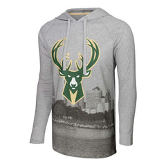 NBA - Milwaukee Bucks Stadium Essentials Atrium Raglan Long Sleeve Hoodie T-Shirt - Heather Gray