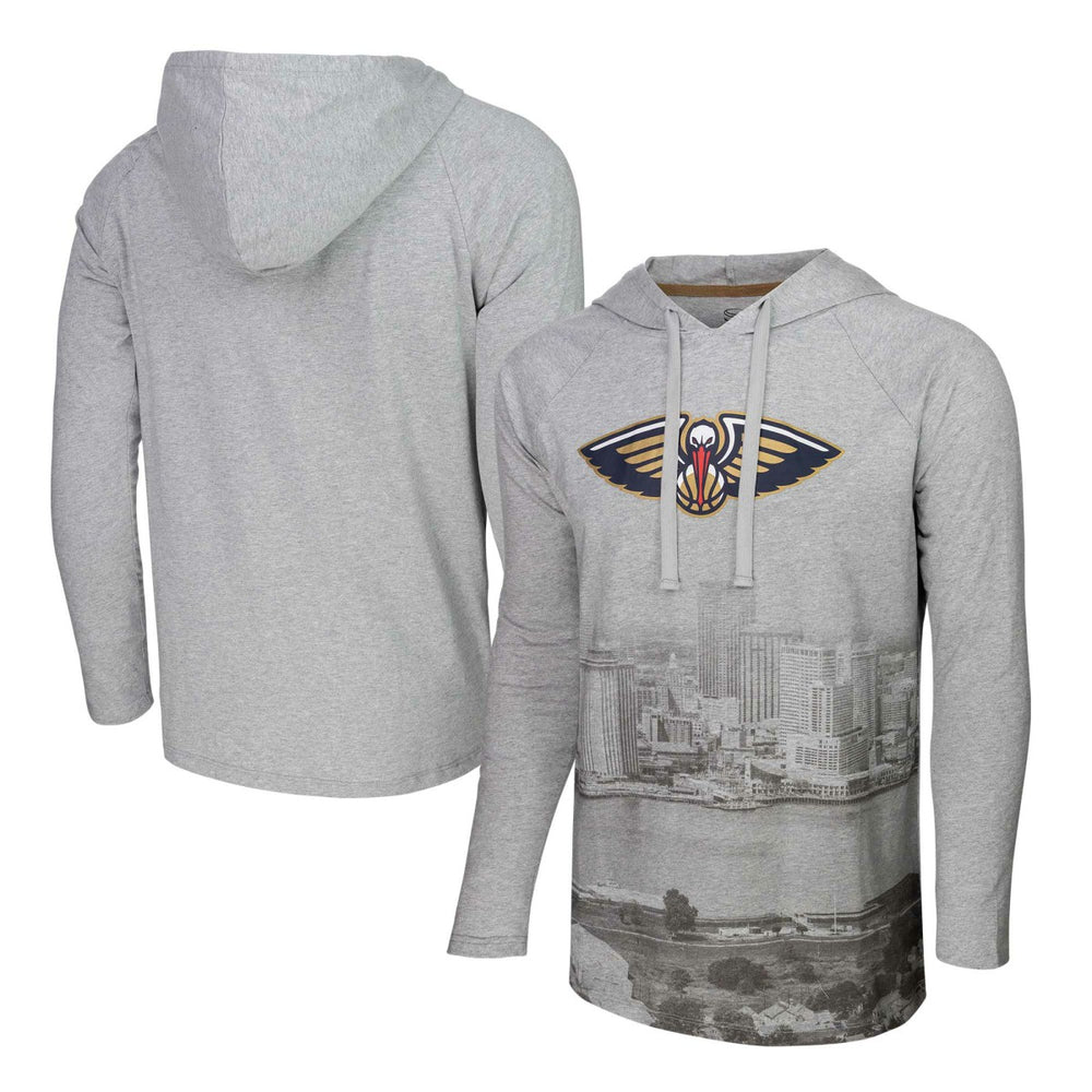 NBA - New Orleans Pelicans Stadium Essentials Atrium Raglan Long Sleeve Hoodie T-Shirt - Heather Gray