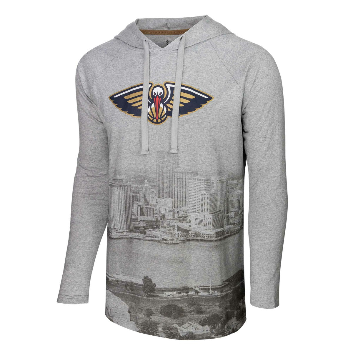 NBA - New Orleans Pelicans Stadium Essentials Atrium Raglan Long Sleeve Hoodie T-Shirt - Heather Gray