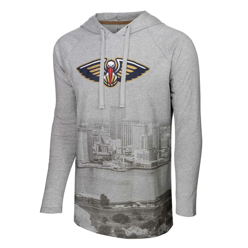 NBA - New Orleans Pelicans Stadium Essentials Atrium Raglan Long Sleeve Hoodie T-Shirt - Heather Gray