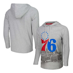 NBA - Philadelphia 76ers Stadium Essentials Atrium Raglan Long Sleeve Hoodie T-Shirt - Heather Gray