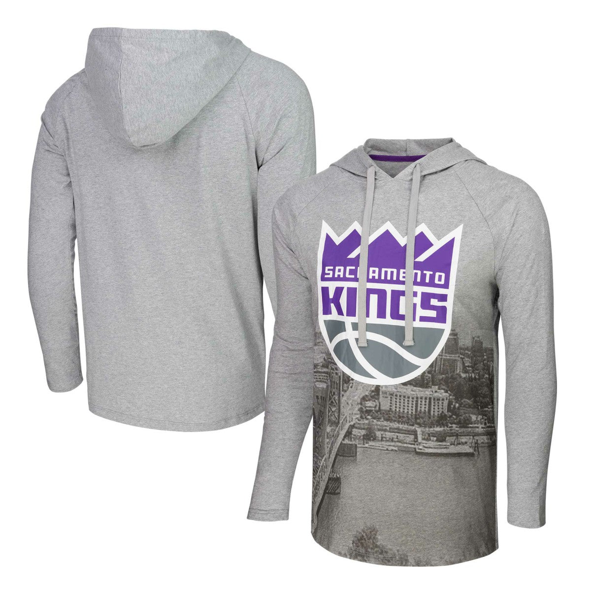 NBA - Sacramento Kings Stadium Essentials Atrium Raglan Long Sleeve Hoodie T-Shirt - Heather Gray