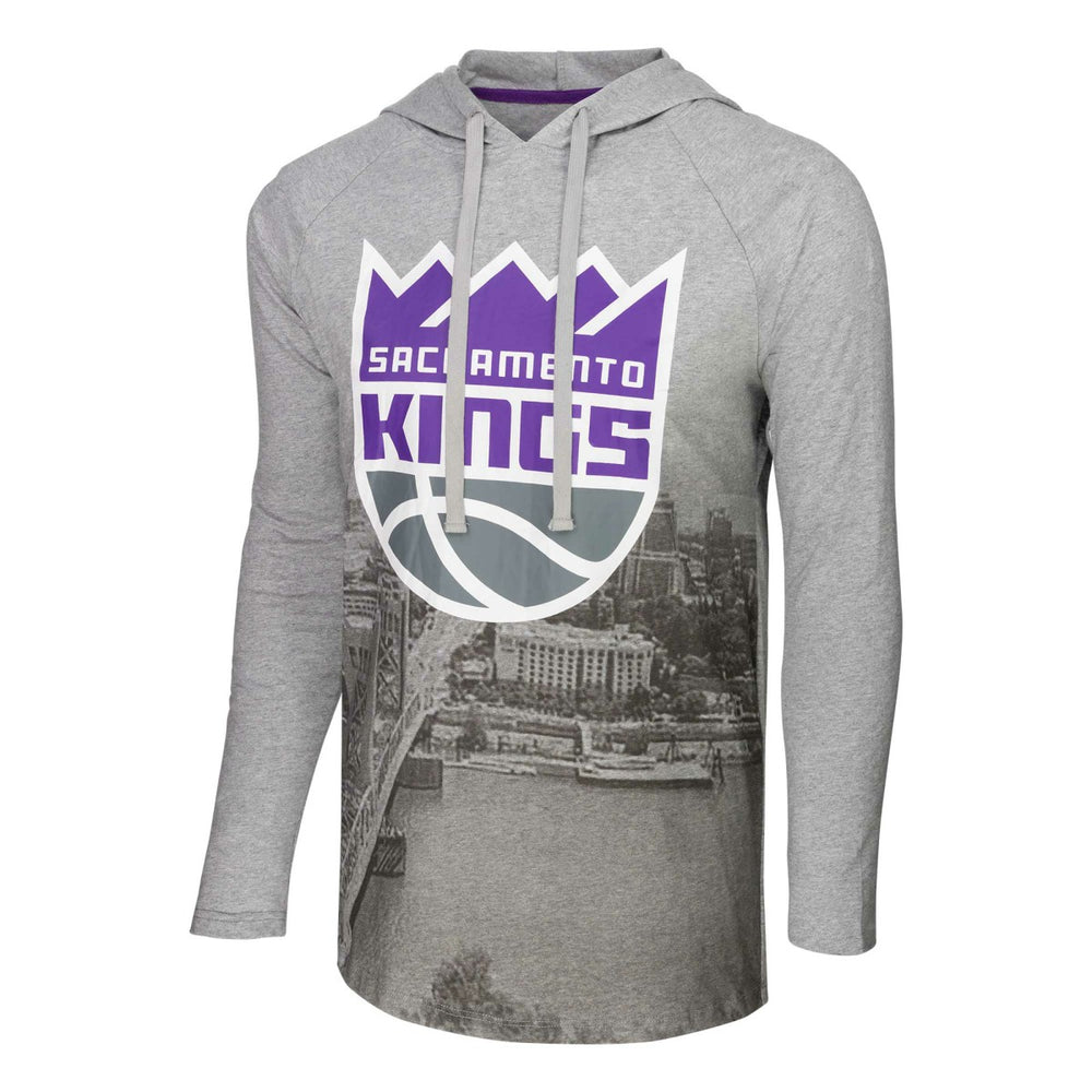 NBA - Sacramento Kings Stadium Essentials Atrium Raglan Long Sleeve Hoodie T-Shirt - Heather Gray