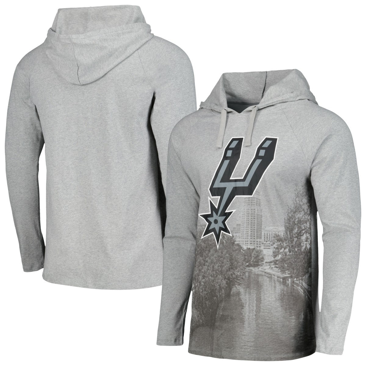 NBA - San Antonio Spurs Stadium Essentials Atrium Raglan Long Sleeve Hoodie T-Shirt - Heather Gray