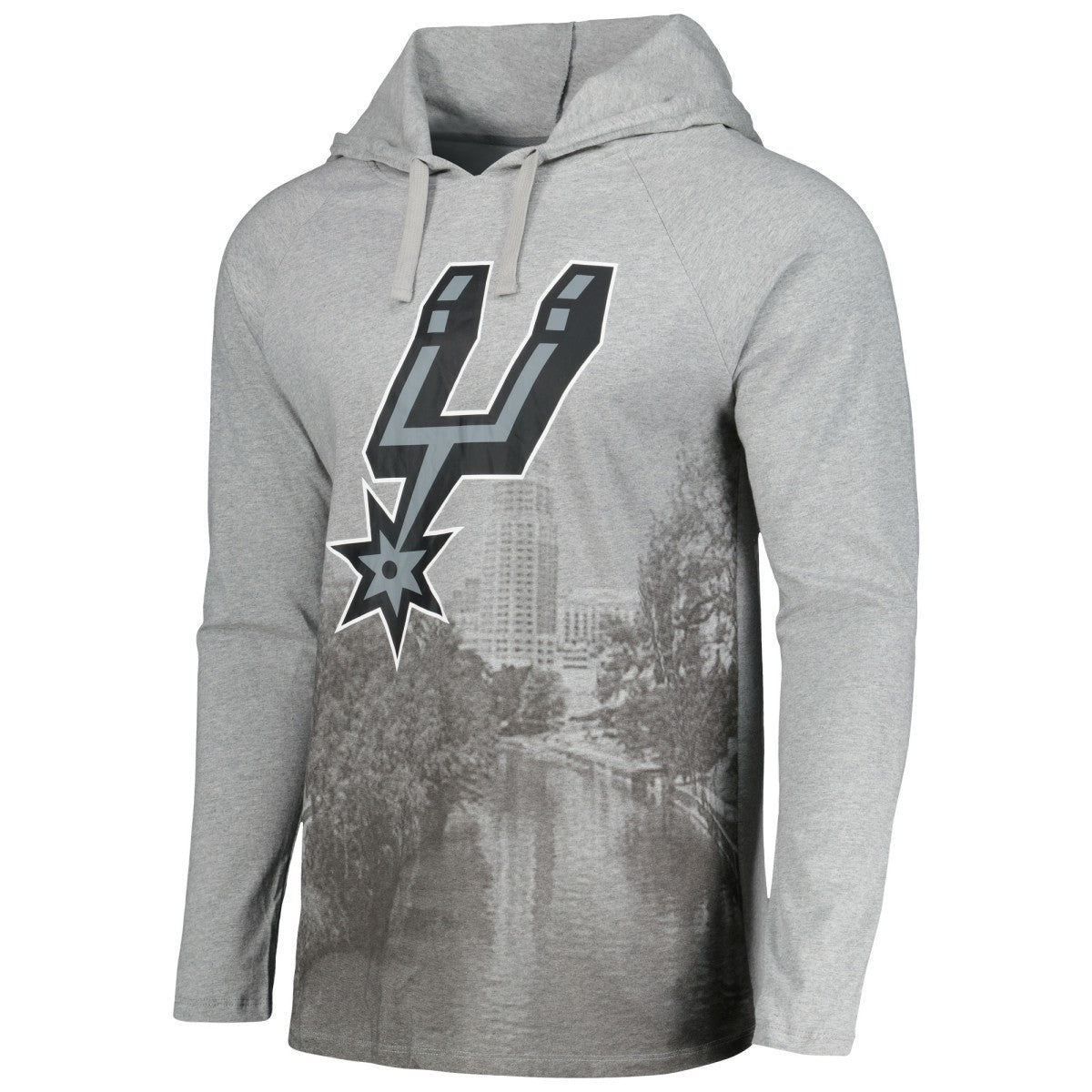 NBA - San Antonio Spurs Stadium Essentials Atrium Raglan Long Sleeve Hoodie T-Shirt - Heather Gray