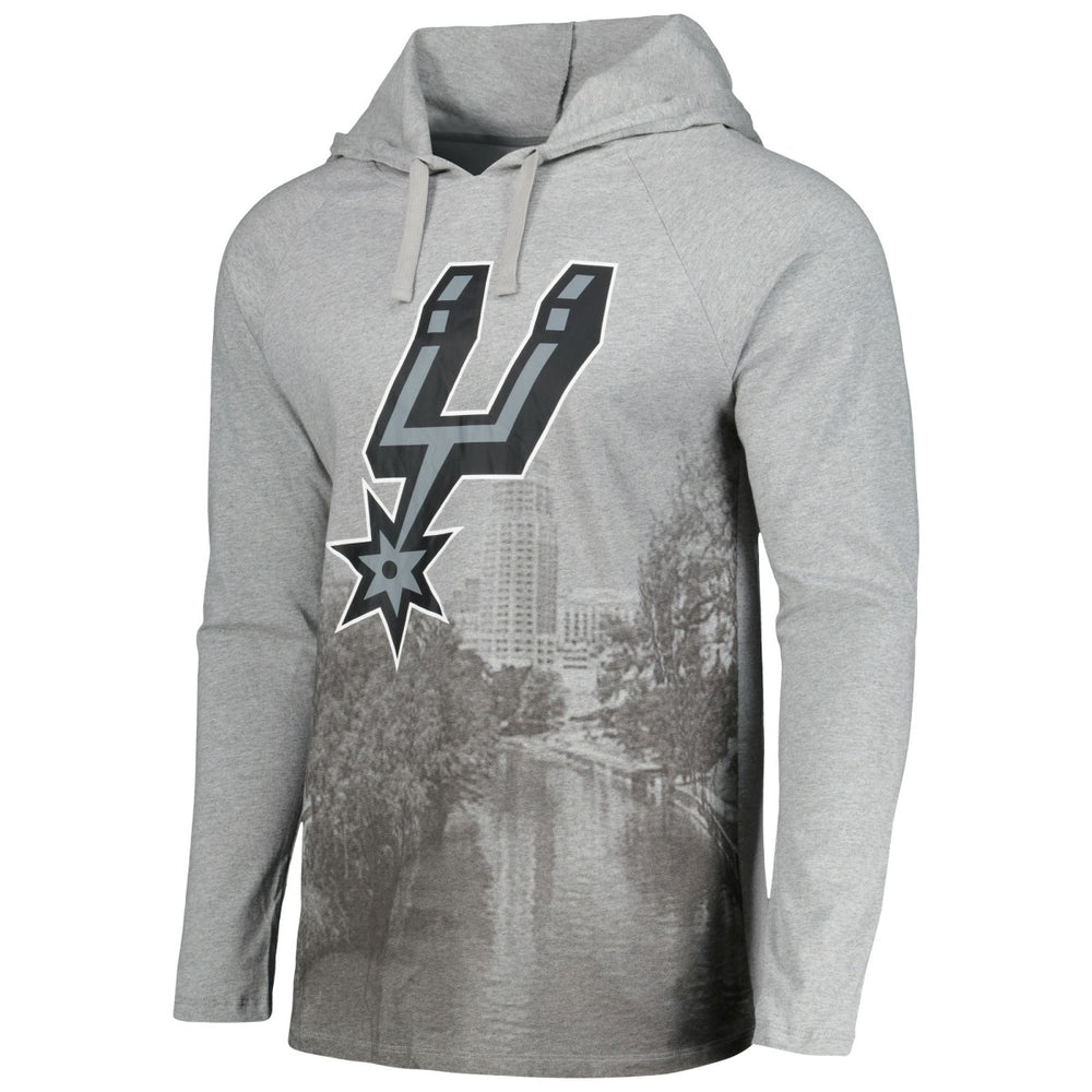 NBA - San Antonio Spurs Stadium Essentials Atrium Raglan Long Sleeve Hoodie T-Shirt - Heather Gray