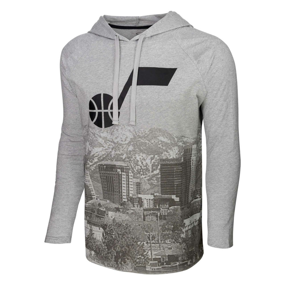 NBA - Utah Jazz Stadium Essentials Atrium Raglan Long Sleeve Hoodie T-Shirt - Heather Gray
