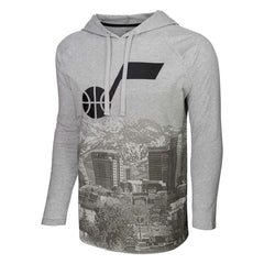 NBA - Utah Jazz Stadium Essentials Atrium Raglan Long Sleeve Hoodie T-Shirt - Heather Gray
