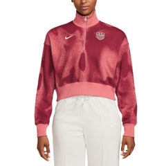 Nike USMNT Women's Phoenix Fleece Cropped Quarter-Zip Jacket - Pink