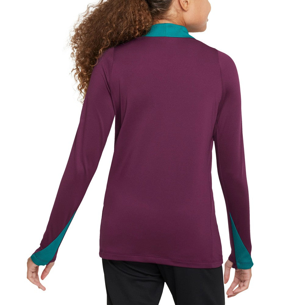 Nike Paris Saint-Germain Youth 2024/25 Strike Drill Quarter-Zip Long Sleeve Performance Training Top - Burgundy