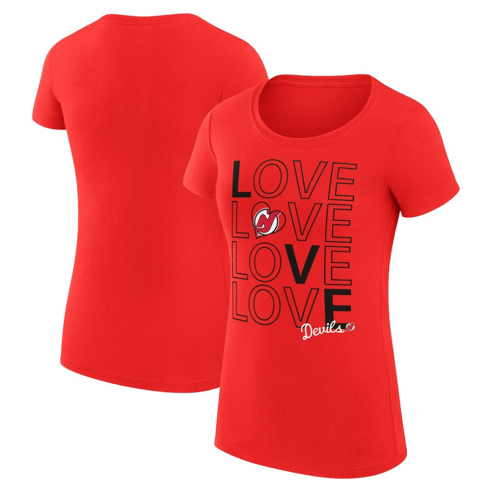 New Jersey Devils - G-III 4Her by Carl Banks Women's Super-Slim Fit Lightweight Hockey Love T-Shirt Red