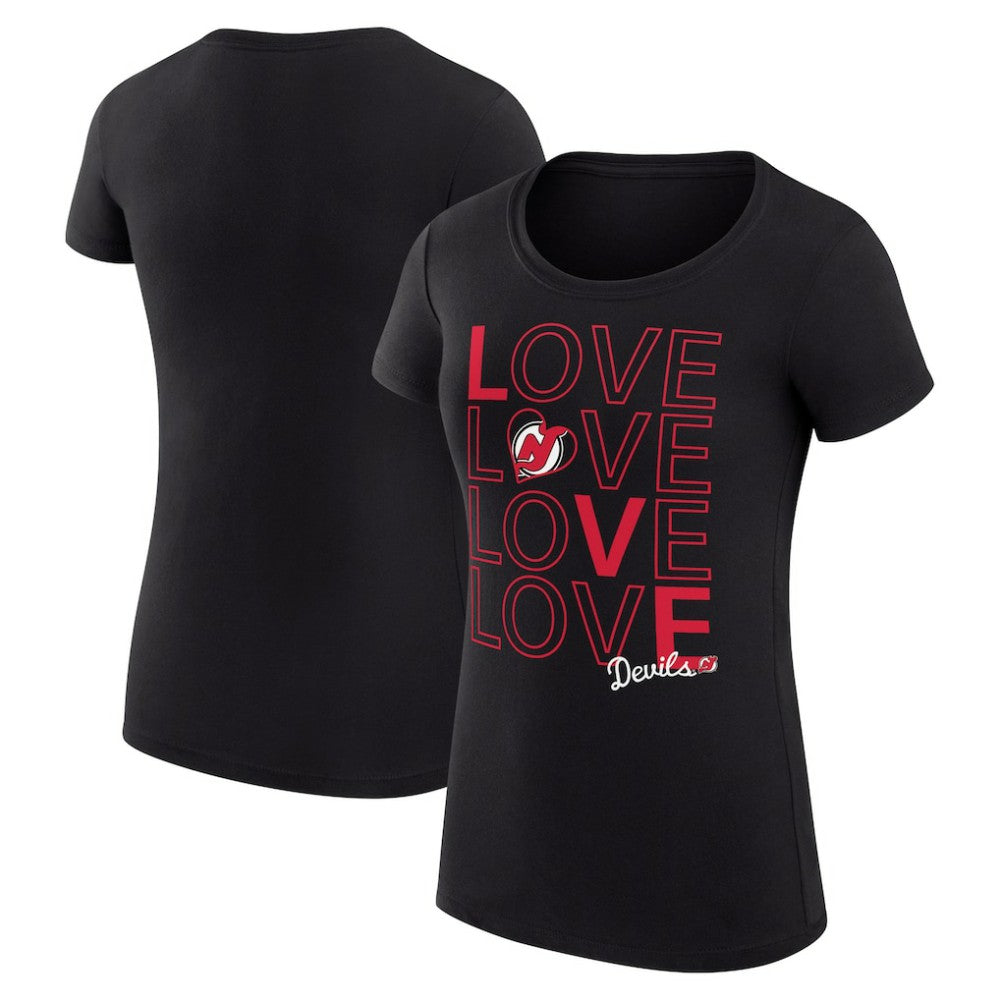 New Jersey Devils - G-III 4Her by Carl Banks Women's Super-Slim Fit Lightweight Hockey Love T-Shirt Black