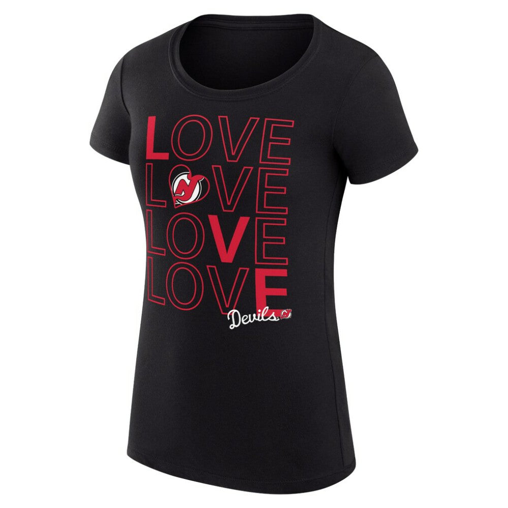 New Jersey Devils - G-III 4Her by Carl Banks Women's Super-Slim Fit Lightweight Hockey Love T-Shirt Black