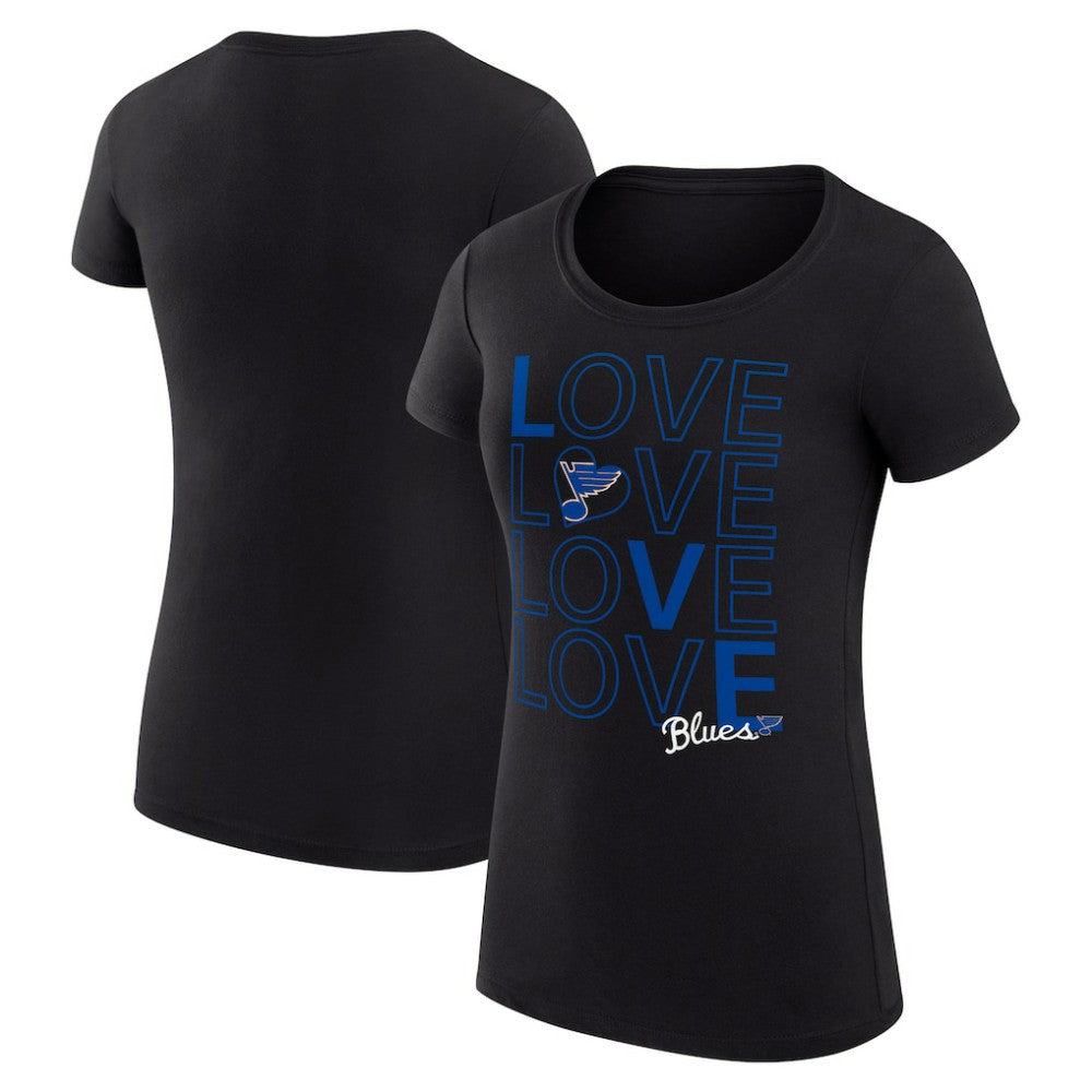 St. Louis Blues - G-III 4Her by Carl Banks Women's Super-Slim Fit Lightweight Hockey Love T-Shirt Black