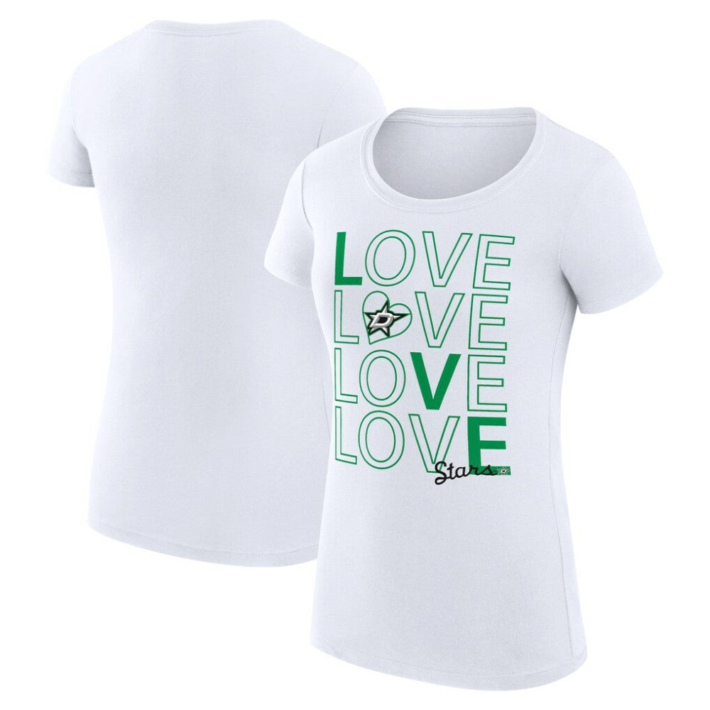 Dallas Stars - G-III 4Her by Carl Banks Women's Super-Slim Fit Lightweight Hockey Love T-Shirt White