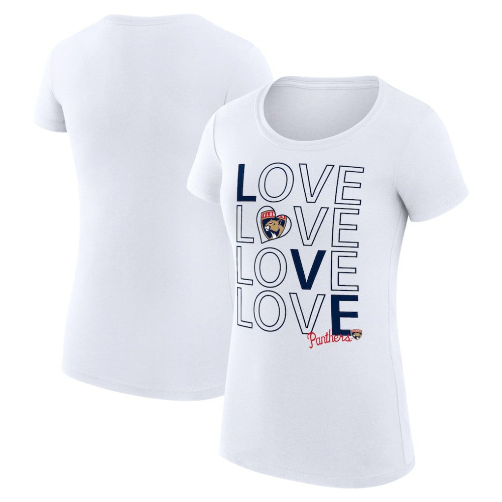 Florida Panthers - G-III 4Her by Carl Banks Women's Super-Slim Fit Lightweight Hockey Love T-Shirt White