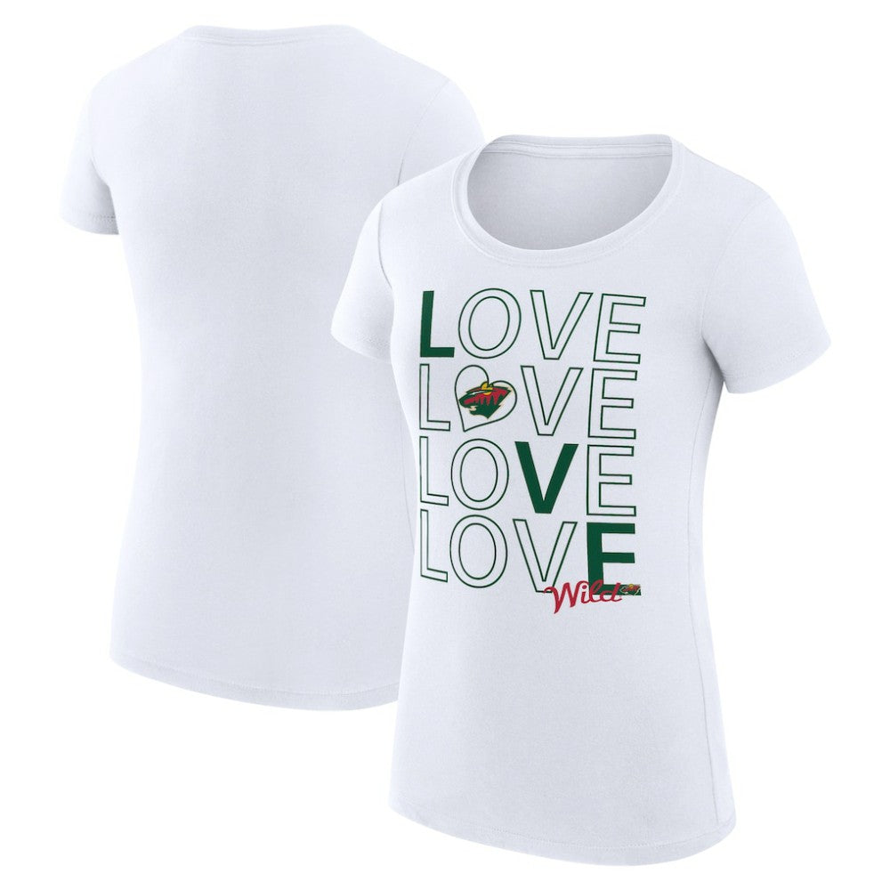 Minnesota Wild - G-III 4Her by Carl Banks Women's Super-Slim Fit Lightweight Hockey Love T-Shirt White