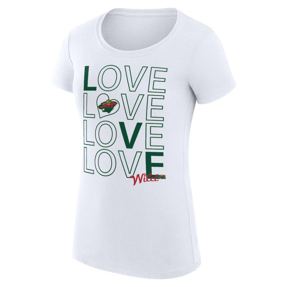 Minnesota Wild - G-III 4Her by Carl Banks Women's Super-Slim Fit Lightweight Hockey Love T-Shirt White