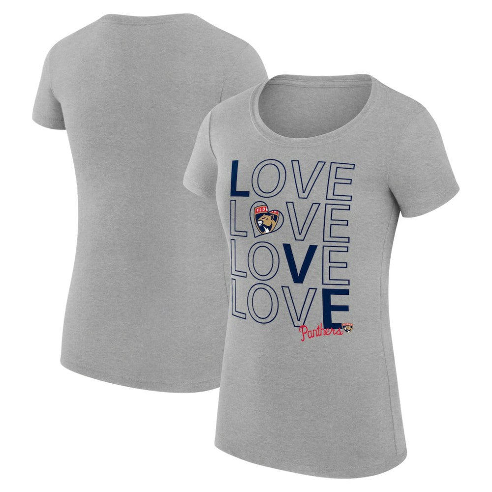 Florida Panthers - G-III 4Her by Carl Banks Women's Super-Slim Fit Lightweight Hockey Love T-Shirt Heather Gray