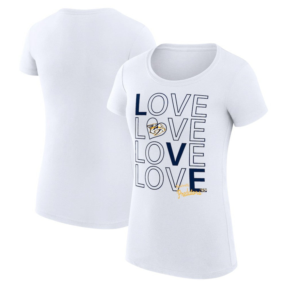 Nashville Predators - G-III 4Her by Carl Banks Women's Super-Slim Fit Lightweight Hockey Love T-Shirt White