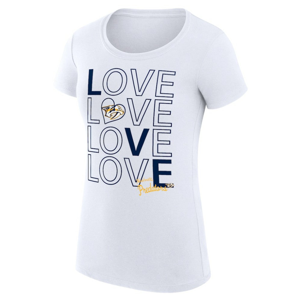 Nashville Predators - G-III 4Her by Carl Banks Women's Super-Slim Fit Lightweight Hockey Love T-Shirt White