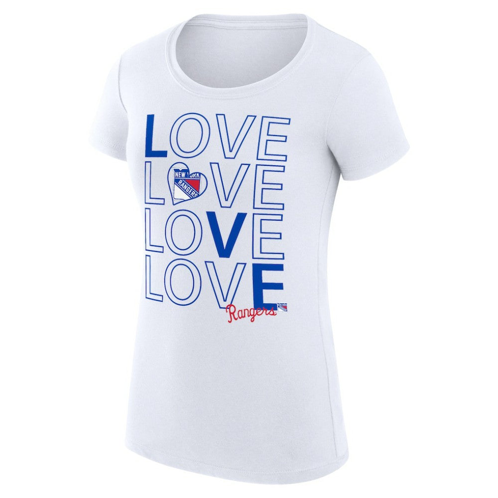 New York Rangers G-III 4Her by Carl Banks Women's Super-Slim Fit Lightweight Hockey Love T-Shirt White