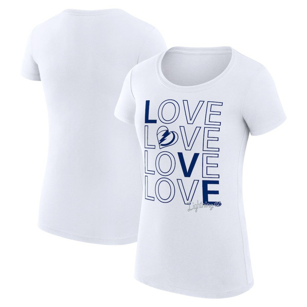 Tampa Bay Lightning - G-III 4Her by Carl Banks Women's Super-Slim Fit Lightweight Hockey Love T-Shirt White